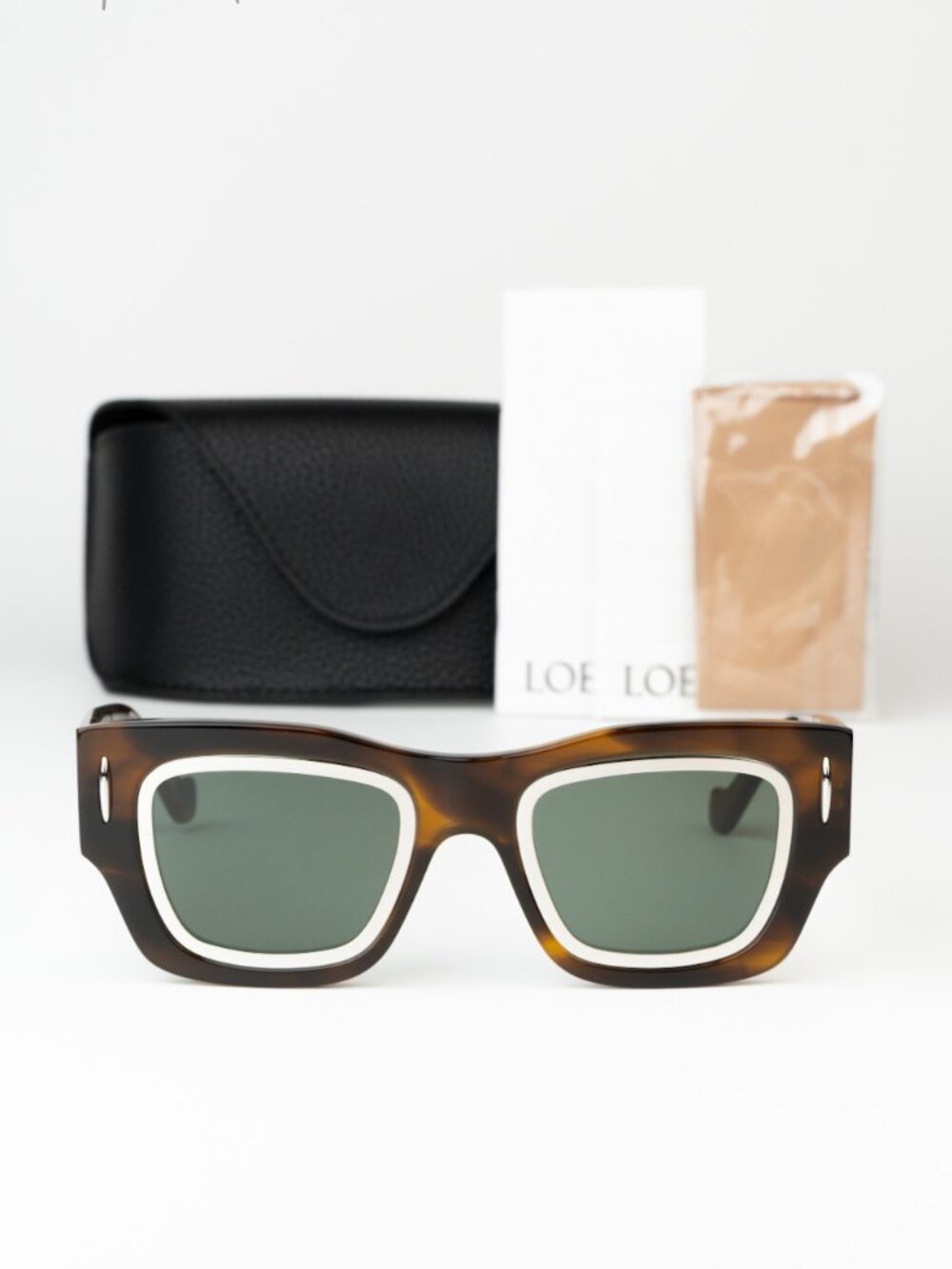 Loewe Men Sunglasses Havana Green Square LW40168I 52N NEW AUTHENTIC